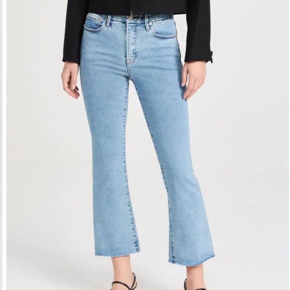 Good American Good Legs Crop Mini Boot Cut Cropped Blue Jeans 00 size 24 - Picture 1 of 7
